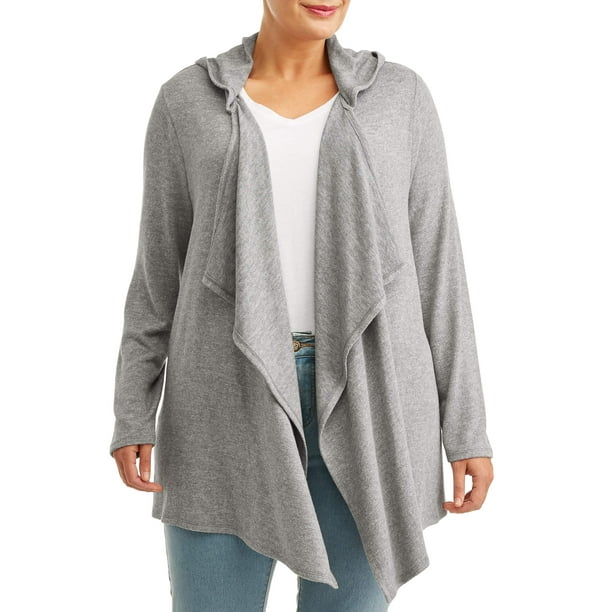 Terra /& Sky Womens Plus Size Winter Knit Hooded Cardigan